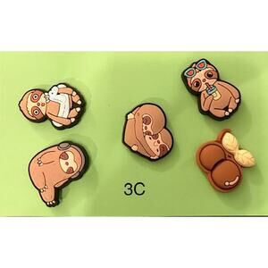 Shoe Charms, Jibbitz, Jibz Cute Sloths 5 Pcs/3C